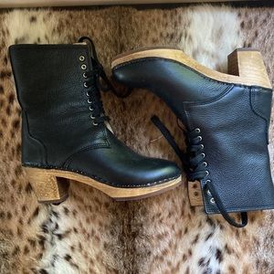 Maguba clog boots black leather